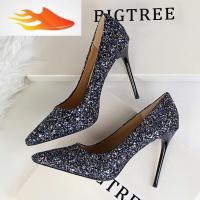 FISH BASKET欧美风新款女鞋浅口尖头闪耀亮片性感显瘦夜店高跟鞋单鞋女