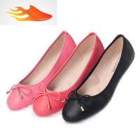 FISH BASKET比雅恩春鞋圆头浅口红色平底单鞋女鞋婚鞋 蝴蝶结船鞋