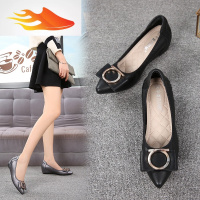 FISH BASKET妈妈鞋2019春季新款韩版百搭豆豆鞋牛筋软底舒适皮鞋坡跟单鞋女鞋