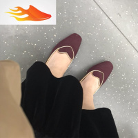 FISH BASKET2019/FW 粗跟单鞋女复古方头赫本爱心温柔风仙女鞋百搭中跟女单鞋