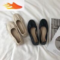 FISH BASKET自然卷文艺女鞋2019韩版百搭软底豆豆鞋浅口圆头芭蕾舞平底单鞋