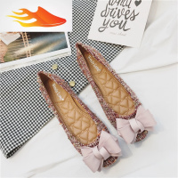 FISH BASKET方头平底鞋女韩版百搭学生单鞋浅口2019新款春季蝴蝶结女鞋乖乖鞋