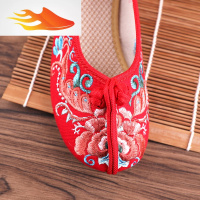 FISH BASKET布鞋夏季民族风绣花鞋牛筋底坡跟内增高中式婚鞋广场鞋休闲鞋