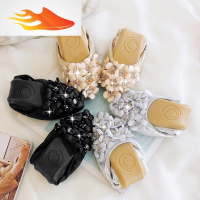 FISH BASKET蛋卷女鞋女平底鞋蛋卷单鞋软底大码孕妇鞋软皮花朵水钻舒适工作鞋