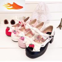 FISH BASKET日系森女lolita洛丽塔莓铃铛鞋圆头粗跟蝴蝶结女鞋单鞋