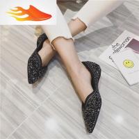 FISH BASKET时尚尖头平底女鞋新款韩版浅口单鞋百搭亮片少女懒人豆豆鞋休闲鞋