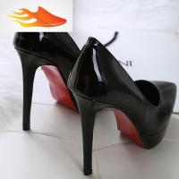 FISH BASKET黑色高跟鞋女鞋春10cm12公分细跟防水台夜场性感夜店职业尖头单鞋