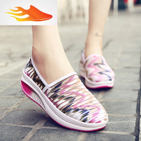 FISH BASKET春季新款摇摇鞋 女 厚底增高一脚蹬弹力布鞋女透气纱女鞋休闲鞋