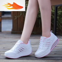 FISH BASKET春季厚底摇摇鞋女韩版百搭皮面休闲运动鞋学生松糕跑步旅游鞋女鞋休闲鞋