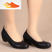 FISH BASKET春秋低跟工作鞋女黑色单鞋女装皮鞋中跟职业矮跟工装女鞋船鞋