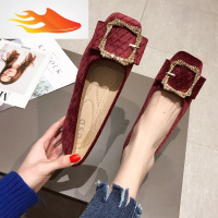 FISH BASKET女鞋2019春季新款韩版红色平底单鞋女方头百搭礼服婚鞋大码豆豆鞋