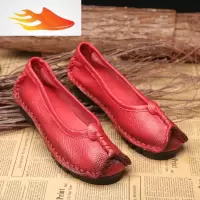 FISH BASKET新款复古手工女鞋平跟花朵女单鞋民族风舒适软底妈妈豆鞋