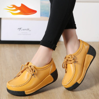 FISH BASKET2019秋季新款厚底小皮鞋坡跟女单鞋摇摇鞋女松糕鞋休闲女鞋潮