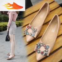 FISH BASKET单鞋女2019新款方扣水砖尖头平底飘鞋韩版百搭红温柔风春款女鞋