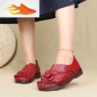 FISH BASKET单鞋女平跟复古妈妈鞋平底民族风花朵软底防滑女鞋孕妇鞋