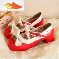 FISH BASKET加软加棉日系森女lolita洛丽塔莓铃铛鞋圆头粗跟蝴蝶结女鞋单鞋