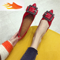 FISH BASKET2019新款春季平底鞋女尖头红单鞋平跟淑女鞋子百搭仙女鞋小红鞋