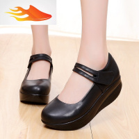 FISH BASKET圆头浅口摇摇鞋坡跟防水台女鞋厚底松糕魔术贴舒适单鞋