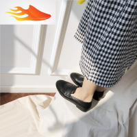 FISH BASKET秋季小皮鞋女鞋矮跟复古英伦赫本街拍风矮跟单鞋低帮鞋ins红人款