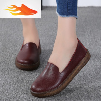 FISH BASKET女式皮鞋牛津软底中老年女鞋舒适豆豆扦鞋防滑孕妇鞋套脚轻便棉鞋休闲鞋