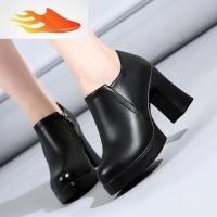 FISH BASKET高跟鞋秋季2019新款百搭韩版女士粗跟单鞋防水台厚底皮鞋工作女鞋