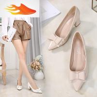 FISH BASKET粗跟新款韩版女鞋小码秋季百搭2019尖头单鞋高跟鞋女313233中跟