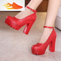 FISH BASKET恨天高车模模特女鞋13cm超高跟单鞋粗跟防水台舞台旗袍走秀演出鞋