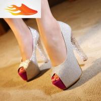 FISH BASKET欧美2019女鞋子新款夜店夜场主持人舞台表演出粗跟超高跟鱼嘴鞋子休闲鞋