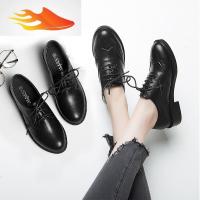 FISH BASKET2019秋冬英伦风平底工作鞋英伦系带牛津布洛克女鞋黑色软妹小皮鞋休闲鞋