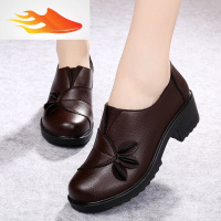FISH BASKET妈妈鞋软底舒适女士皮鞋40到50岁中老年单鞋春秋中跟粗跟中年女鞋