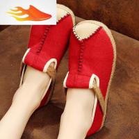 FISH BASKET佛系女鞋冬季中国风亚棉麻布鞋搭配汉服鞋禅意复古透气尼姑道姑鞋休闲鞋