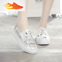 FISH BASKET时尚亮片面懒人一脚蹬2019春夏新款韩版镂空透气平底单鞋女鞋