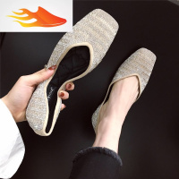 FISH BASKET2019新款韩版BlingBling水钻单鞋方头软底平底鞋子女鞋工作鞋春季