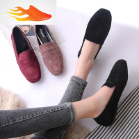 FISH BASKET社会女鞋2019春款晚晚鞋平底方头豆豆鞋红瓢鞋大码单鞋女40-43