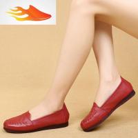 FISH BASKET春秋新款休闲女鞋软底妈妈鞋中老年单鞋舒适平底防滑工作皮鞋