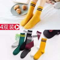4双袜子女堆堆袜韩版原宿风中筒女袜秋冬款棉袜日系学院风长筒袜威珺