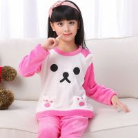 冬季法兰绒儿童睡衣加厚保暖珊瑚绒男女童可爱宝宝小孩家居服套装威珺