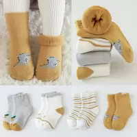婴儿袜子冬季加厚宝宝袜子冬保暖婴幼儿童卡通中筒加厚棉袜威珺