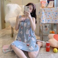 夏季吊带睡衣薄款女士棉绸家居服学生公主可爱加大码绵绸性感睡裙 威珺