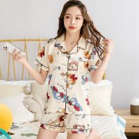 仿冰丝睡衣女夏季短袖套装薄款韩版甜美可爱女士仿仿真丝睡衣家居服 威珺