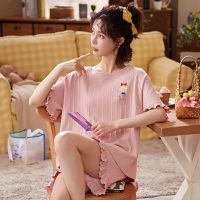 棉睡衣女夏短袖短裤两件套学生韩版可爱ins家居服套装夏天威珺