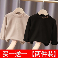 儿童德绒半高领打底衫秋冬装女童男童长袖T恤中大童加绒保暖上衣威珺