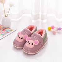 儿童棉拖鞋男童冬季包跟皮面防水女童软底卡通宝宝保暖棉鞋1-3岁6威珺