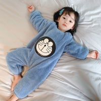儿童连体睡衣法兰绒女童睡袋珊瑚绒秋冬加厚男童中小童宝宝家居服威珺