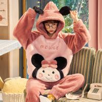 珊瑚绒睡衣女秋冬季加厚法兰绒韩版保暖家居服女长袖卡通套装春秋威珺