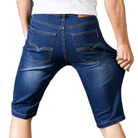 2019夏季弹力男士牛仔裤五分中裤高腰宽松直筒大码短裤 威珺