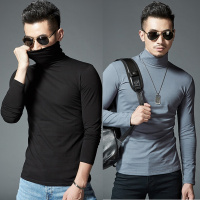 春秋高领打底衫男长袖男士T恤修身弹力高领秋衣纯色棉质帅气上衣 威珺
