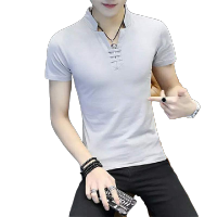 夏季男士短袖t恤男潮流韩版男装修身t恤男打底衫V领男士POLO衫 威珺