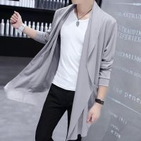 2019夏季风衣男中长款防晒男士薄款大衣春秋帅气披风韩版学生外套潮流 威珺