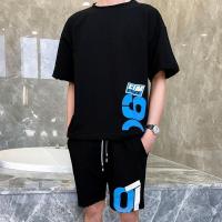 短袖T恤男士红宽松五分袖丅恤男装一套潮男搭配帅气夏季套装潮流 威珺